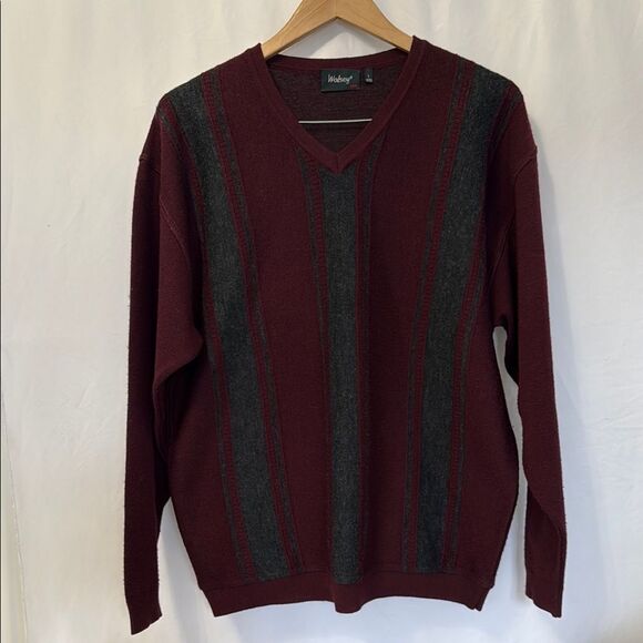 Wolsey Men's wool Burgundy and Gray Sweater Sz Large - Picture 1 of 3